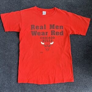 Vintage Chicago Bulls Shirt Mens Large NBA Basketball Real Men Wear Red Salem